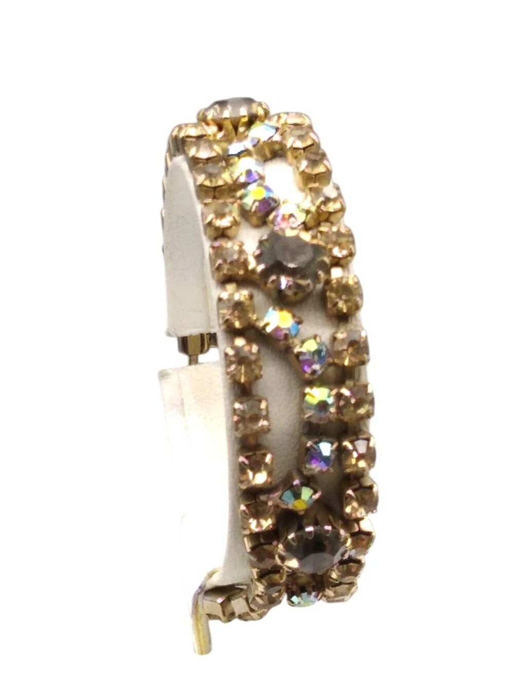 Vintage Art Deco Rhinestone Bracelet, Sparkling Glam with AB Crystals